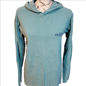 Comfort Colors Big Peckers Teal Long Sleeve Graphic Hoodie Sweatshirt Size Small